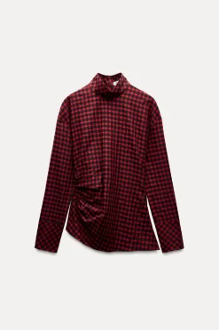 Sale BLUSA FRUNCE CUADROS ZW COLLECTION Mujer Camisas / Blusas