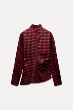 Sale BLUSA FRUNCE CUADROS ZW COLLECTION Mujer Camisas / Blusas