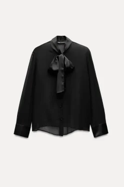 Best BLUSA LAZO ACABADOS SATINADOS Mujer Camisas / Blusas