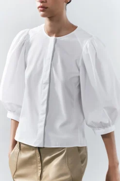 New BLUSA MANGA ABULLONADA ZW COLLECTION Mujer Camisas / Blusas