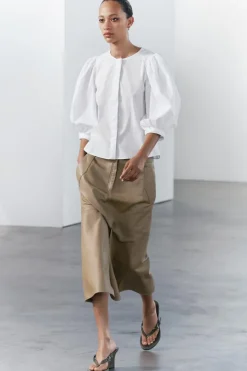 New BLUSA MANGA ABULLONADA ZW COLLECTION Mujer Camisas / Blusas