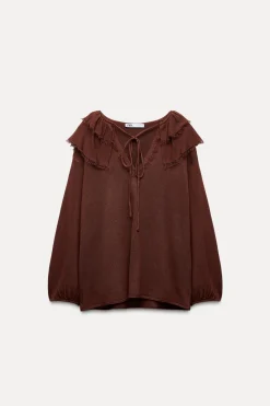 Sale BLUSA PUNTO VOLANTES Mujer Cárdigan / Jerséis|Punto