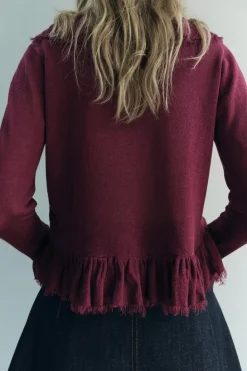 Outlet BLUSA PUNTO VOLANTES Mujer Cárdigan / Jerséis|Punto