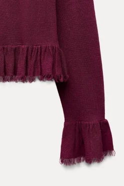 Outlet BLUSA PUNTO VOLANTES Mujer Cárdigan / Jerséis|Punto