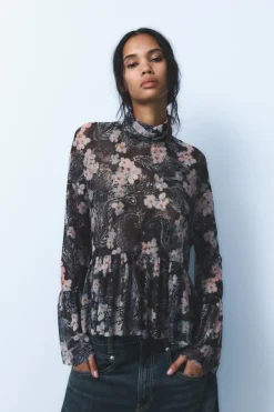 Hot BLUSA TUL ESTAMPADO Mujer Camisas / Blusas