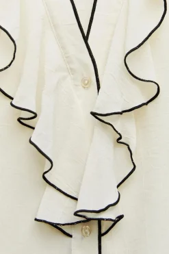 Best BLUSA VOLANTE VIVOS CONTRASTE Mujer Camisas / Blusas