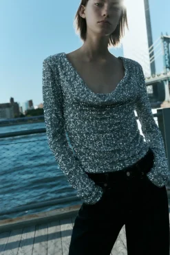 New BODY DRAPEADO LENTEJUELAS Mujer Tops / Bodies