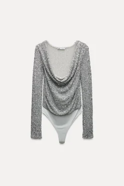 New BODY DRAPEADO LENTEJUELAS Mujer Tops / Bodies