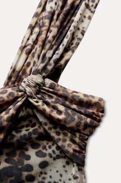 Best BODY DRAPEADO TUL ESTAMPADO ANIMAL Mujer Tops / Bodies