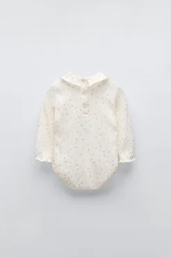 Niños ZARA 0 - 6 Meses·Bodies / Camisas|0 - 6 Meses·Básicos<BODY VOLANTE HOJITAS