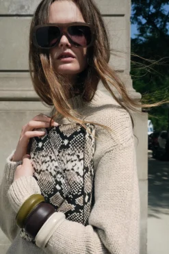 Sale BOLSO DE MANO PIEL ESTAMPADO ANIMAL Mujer Accesorios / Bisuteria