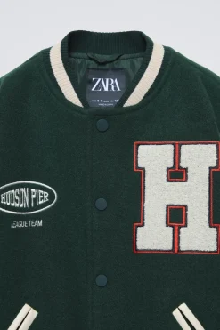 Niños ZARA 6 - 14 Años·Abrigos<BOMBER COMBINADA PIEL VARSITY