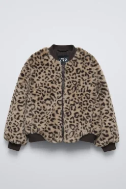 Niños ZARA 6 - 14 Años·Abrigos<BOMBER EFECTO PELO ANIMAL PRINT
