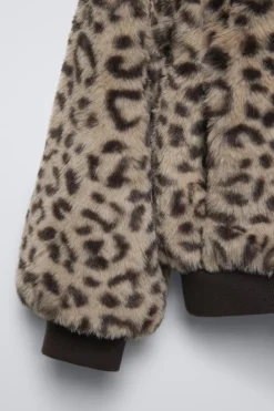 Niños ZARA 6 - 14 Años·Abrigos<BOMBER EFECTO PELO ANIMAL PRINT