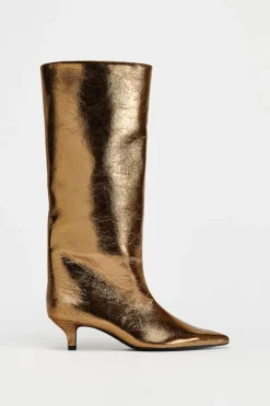 Fashion BOTA EFECTO METALIZADO TACÓN KITTEN Mujer Zapatos