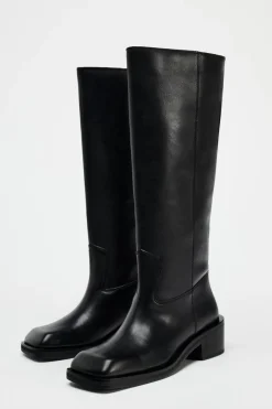 Hot BOTA PIEL ACABADO PUNTA CUADRADA Mujer Zapatos