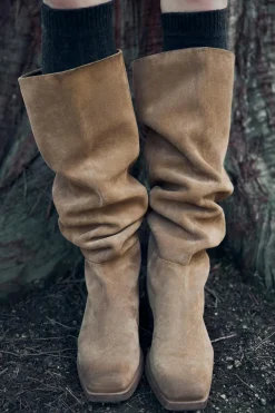 Hot BOTA SERRAJE CAÑA ANCHA Mujer Zapatos