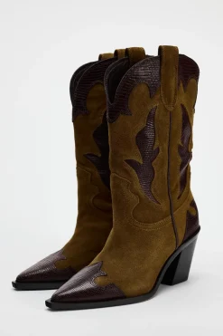 Outlet BOTA TACÓN SERRAJE COMBINADA Mujer Zapatos