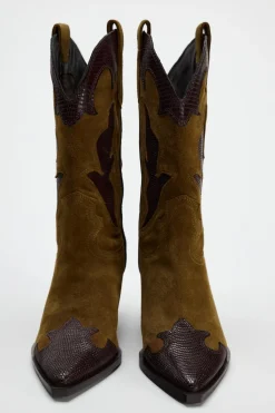 Outlet BOTA TACÓN SERRAJE COMBINADA Mujer Zapatos