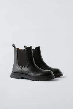 Niños ZARA 6 - 14 Años·Zapatos<BOTIN PICADOS PIEL