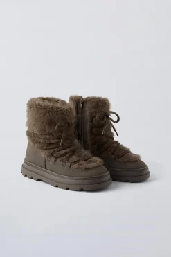 Niños ZARA 6 - 14 Años·Zapatos<BOTÍN PELO CONTRASTE