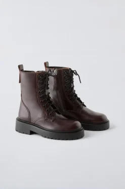 Niños ZARA 6 - 14 Años·Zapatos<BOTÍN PIEL CORDONES