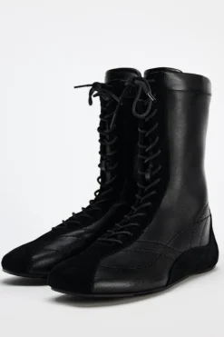 Sale BOTÍN PLANO CORDONES PIEL Mujer Zapatos