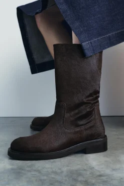 New BOTÍN PLANO PIEL CON PELO Mujer Zapatos