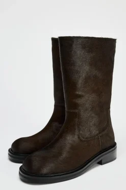 New BOTÍN PLANO PIEL CON PELO Mujer Zapatos