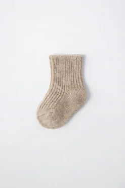 Niños ZARA 0 - 6 Meses·Punto|0 - 6 Meses·Ropa Interior / Pijamas<CALCETÍN CON LANA Y CASHMERE