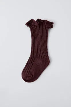 Niños ZARA 0 - 6 Meses·Ropa Interior / Pijamas|0 - 6 Meses·Básicos<CALCETÍN LARGO PUNTILLA