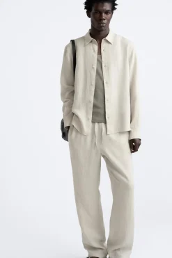 New CAMISA 100 % LINO Hombre Camisas