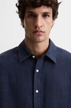 Hot CAMISA 100 % LINO Hombre Camisas