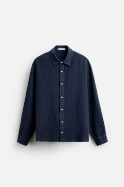 Hot CAMISA 100 % LINO Hombre Camisas