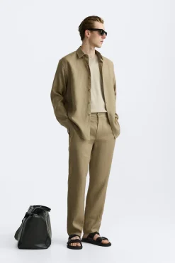 Fashion CAMISA 100% LINO Hombre Camisas