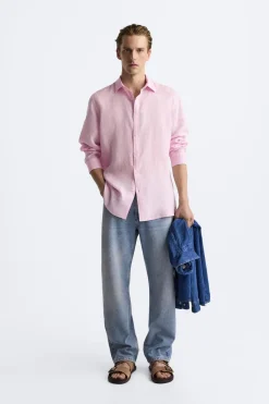 Hot CAMISA 100% LINO Hombre Camisas