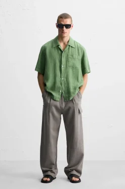 Clearance CAMISA 100% LINO Hombre Camisas