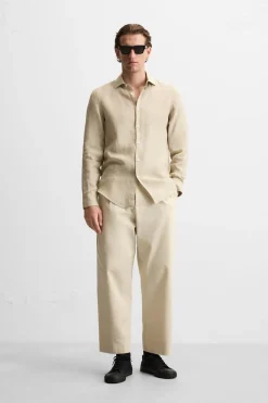 Fashion CAMISA 100% LINO Hombre Camisas