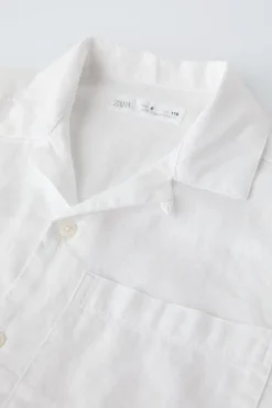 Niños ZARA 6 - 14 Años·Camisas / Sobrecamisas<CAMISA ALGODÓN CON LINO