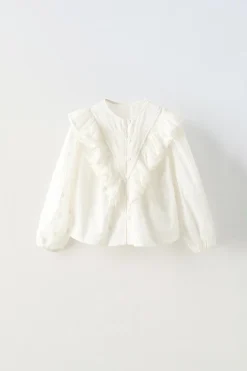 Niños ZARA 1½ - 6 Años·Camisas<CAMISA BORDADA VOLANTE