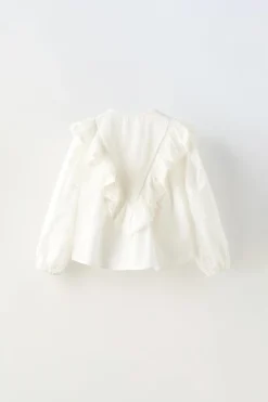 Niños ZARA 1½ - 6 Años·Camisas<CAMISA BORDADA VOLANTE