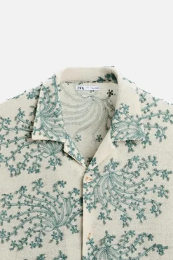 Outlet CAMISA BORDADO FLORAL Hombre Camisas