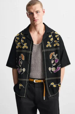 Clearance CAMISA BORDADO FLORAL Hombre Camisas