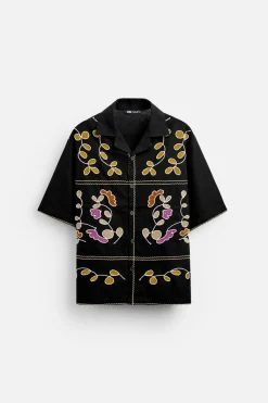 Clearance CAMISA BORDADO FLORAL Hombre Camisas