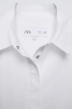 Niños ZARA 6 - 14 Años·Blusas / Camisas<CAMISA BORDADO PUÑO RIB