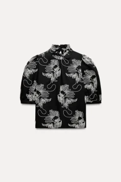 Sale CAMISA BORDADOS CONTRASTE ZW COLLECTION Mujer Camisas / Blusas