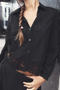 New CAMISA BORDADOS PERFORADOS Mujer Camisas / Blusas