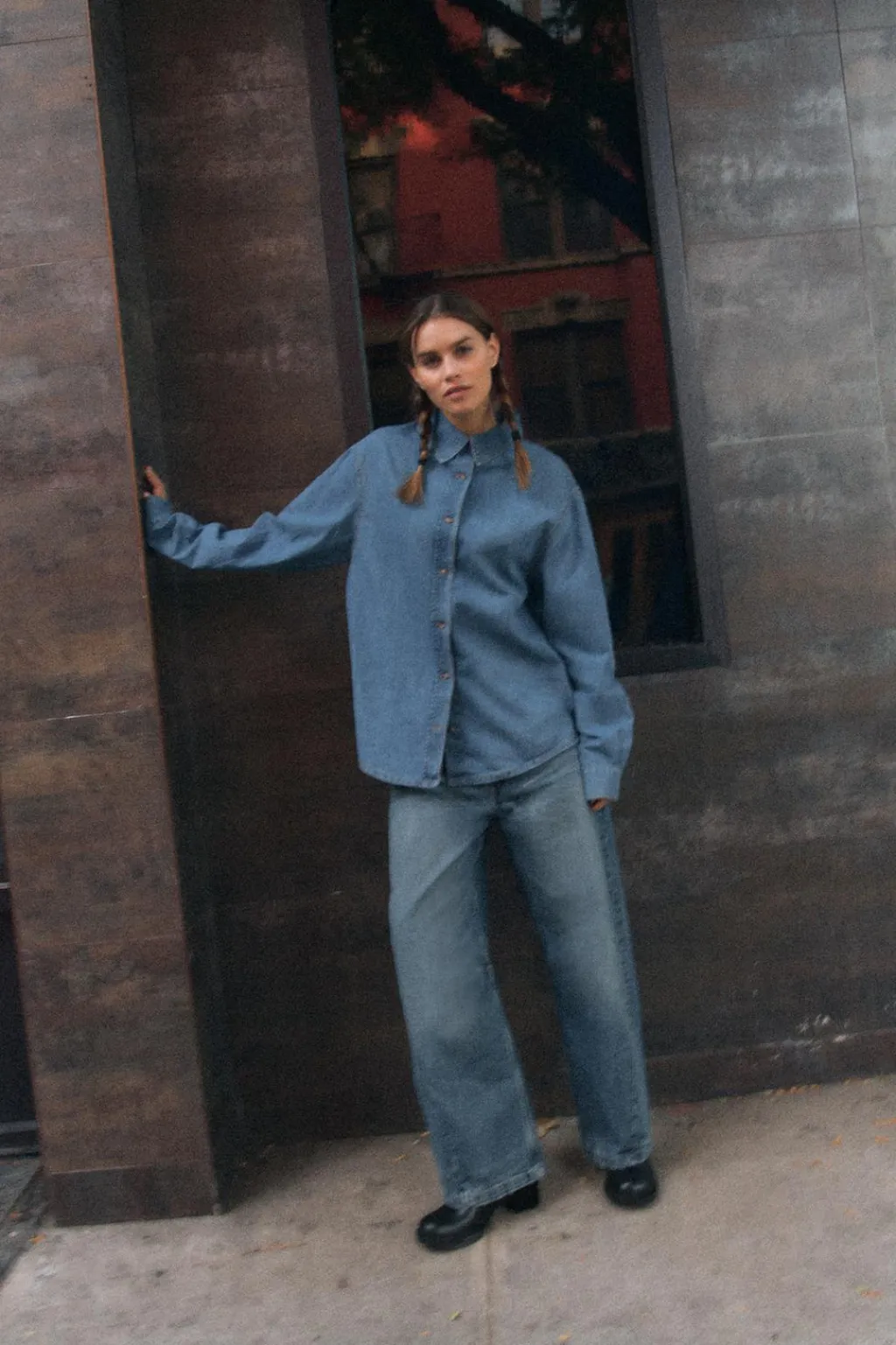 Discount CAMISA BÁSICA DENIM TRF Mujer Camisas / Blusas