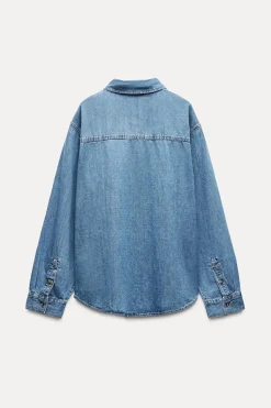 Discount CAMISA BÁSICA DENIM TRF Mujer Camisas / Blusas