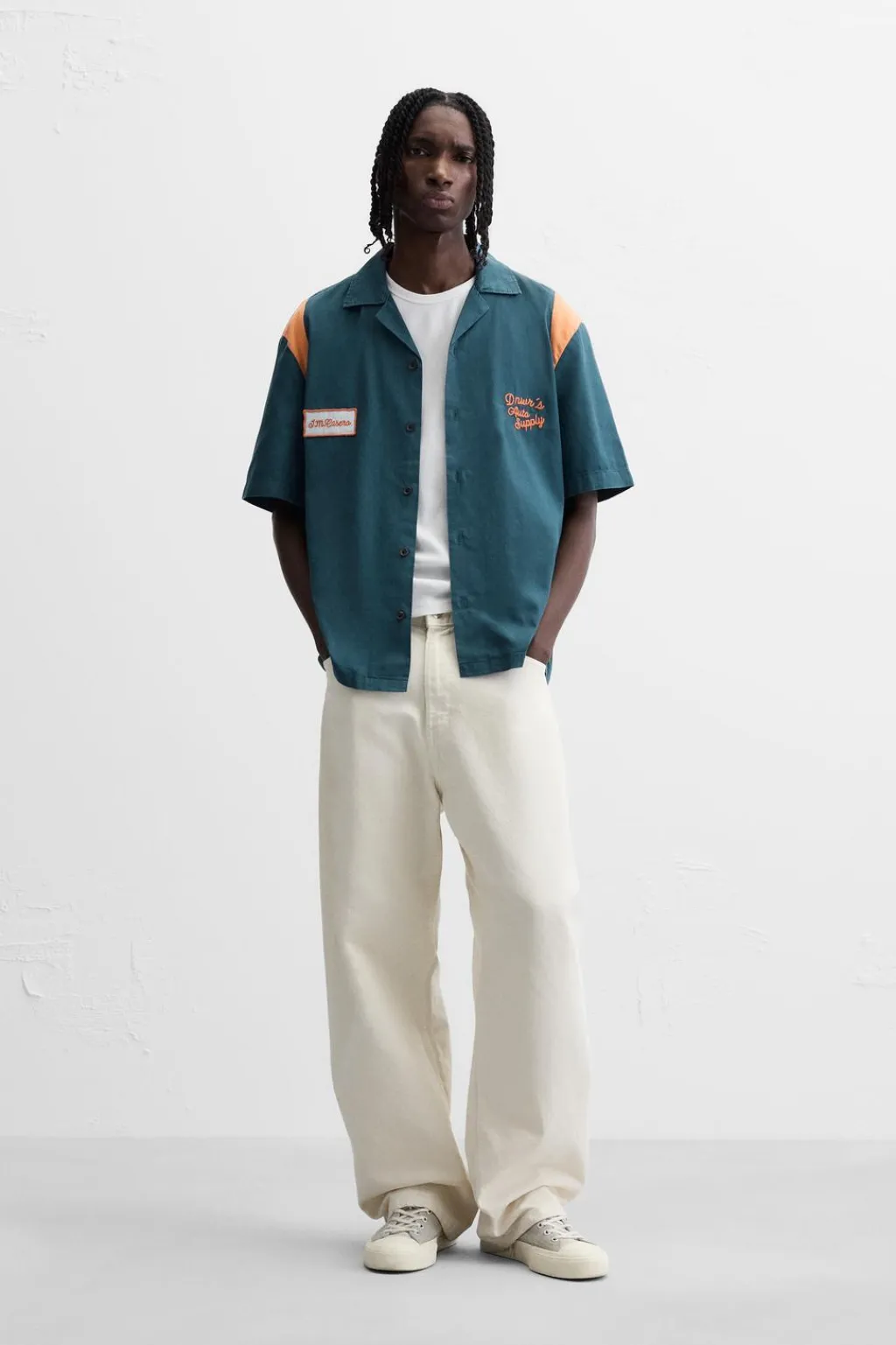 New CAMISA COLOR BLOCK PARCHE Hombre Camisas